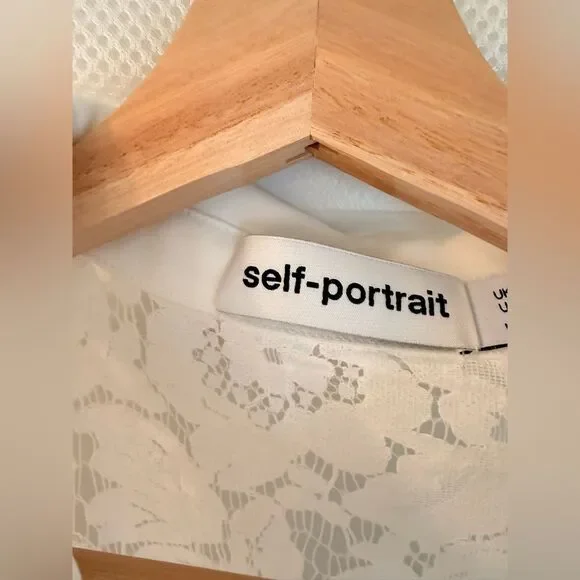 NWOT Self-Portrait WHITE LACE PEPLUM MIDI DRESS, size US4 - Picture 14 of 16